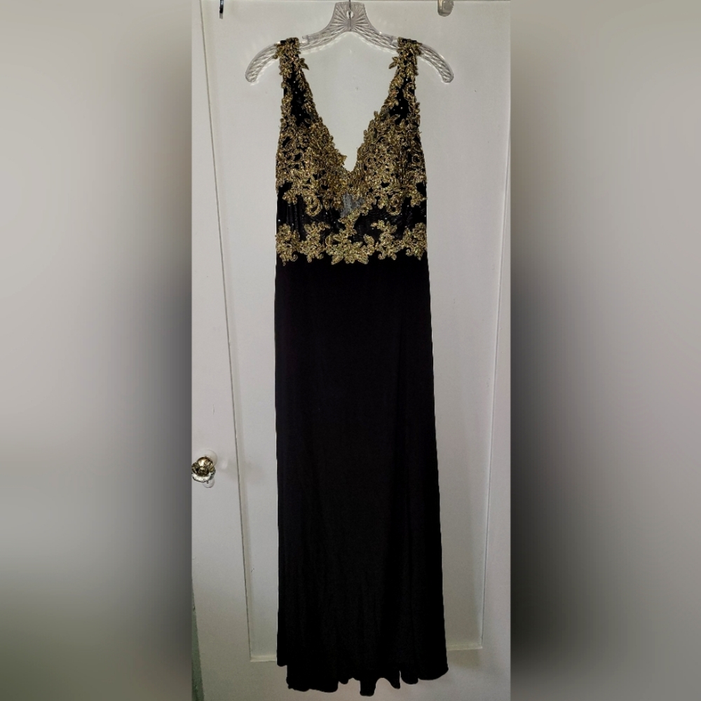 Black Gown With Gemstone Embellishment